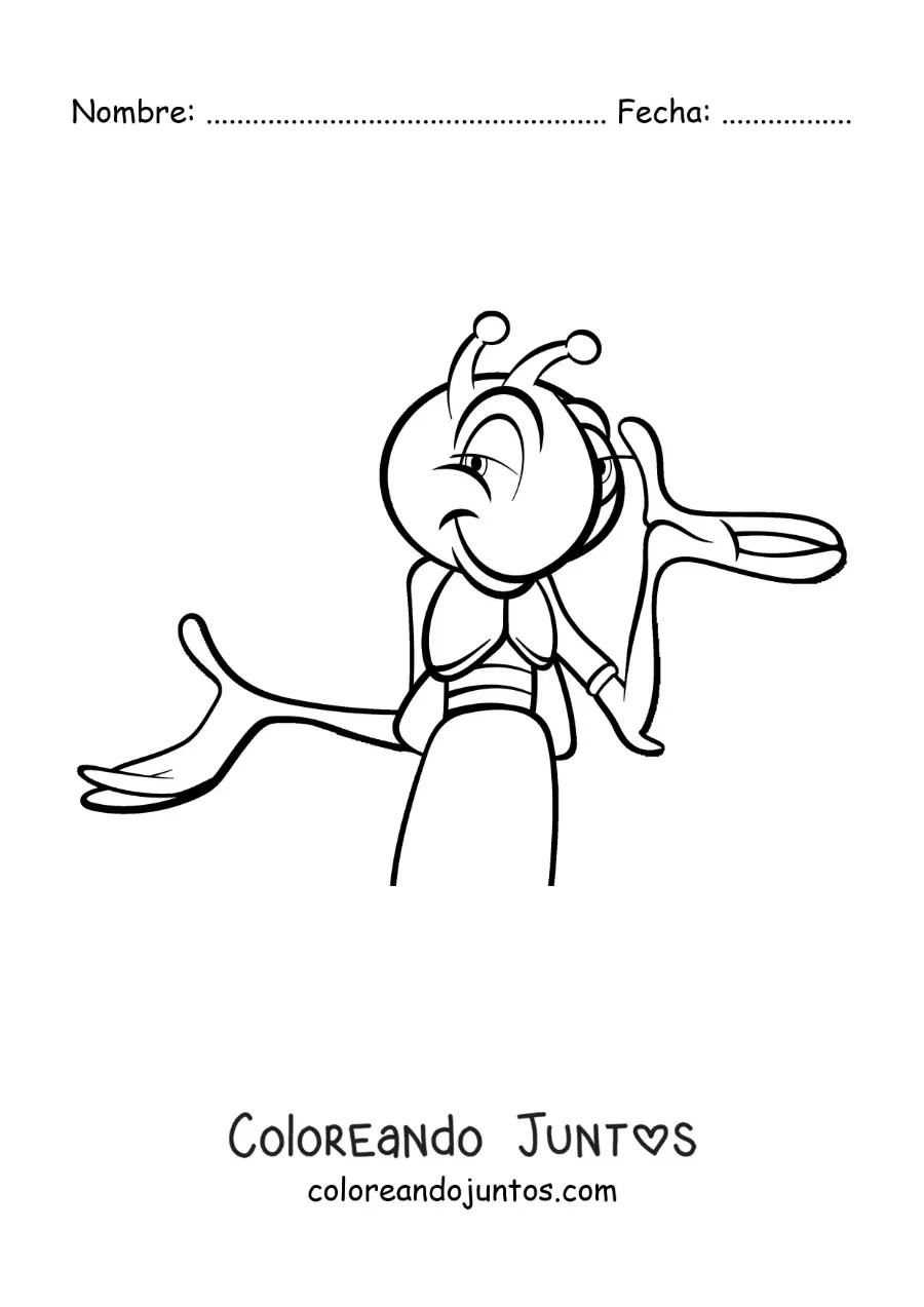 Imagen para colorear de un grillo animado en caricatura
