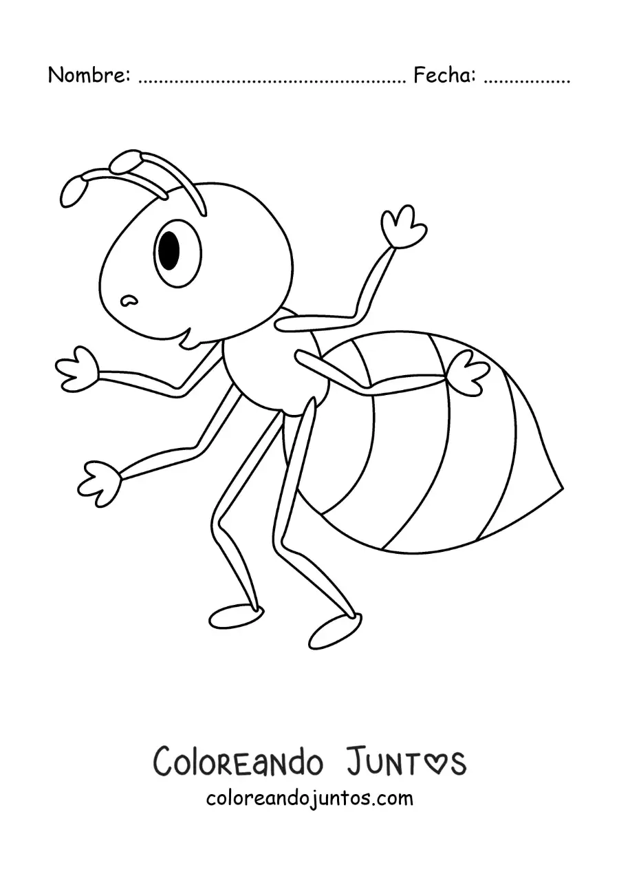 Imagen para colorear de una hormiga animada graciosa