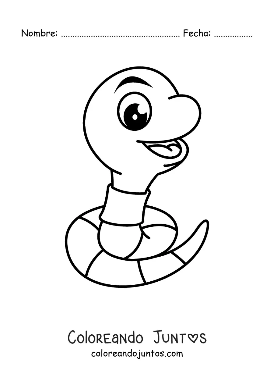 Imagen para colorear de lombriz animada grande