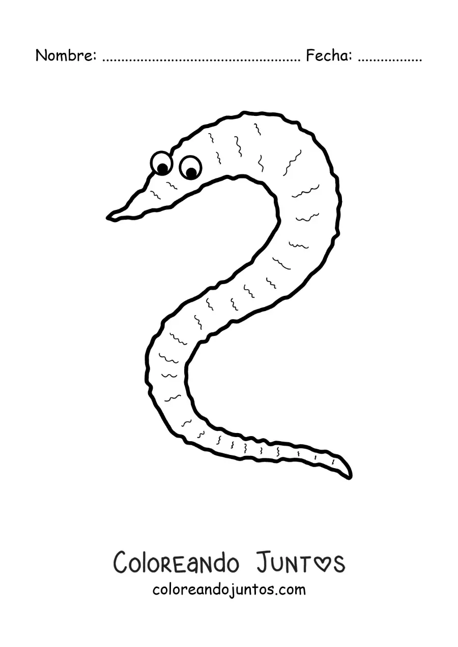 Imagen para colorear de gusano gracioso animado