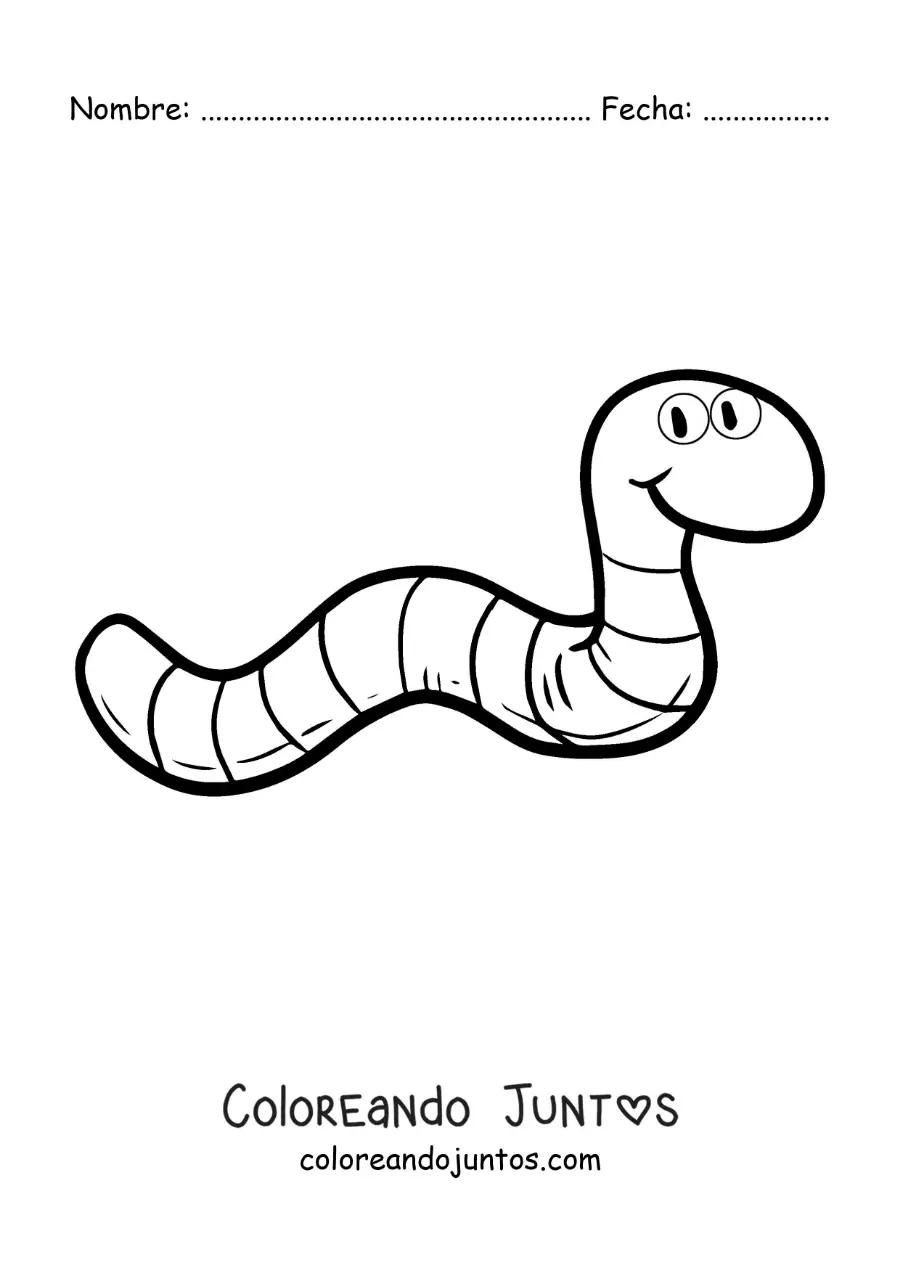 Imagen para colorear de lombriz grande graciosa animada