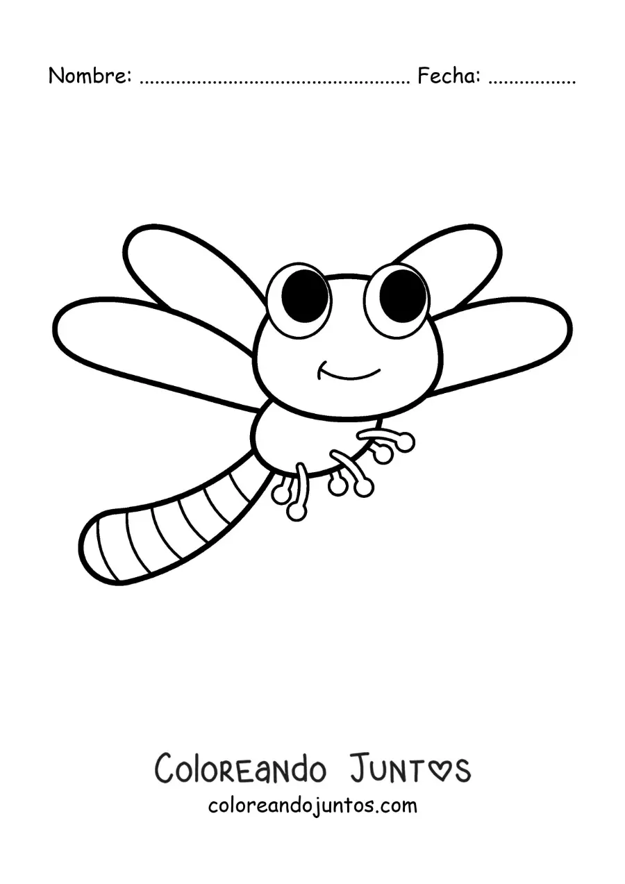Imagen para colorear de libélula animada volando