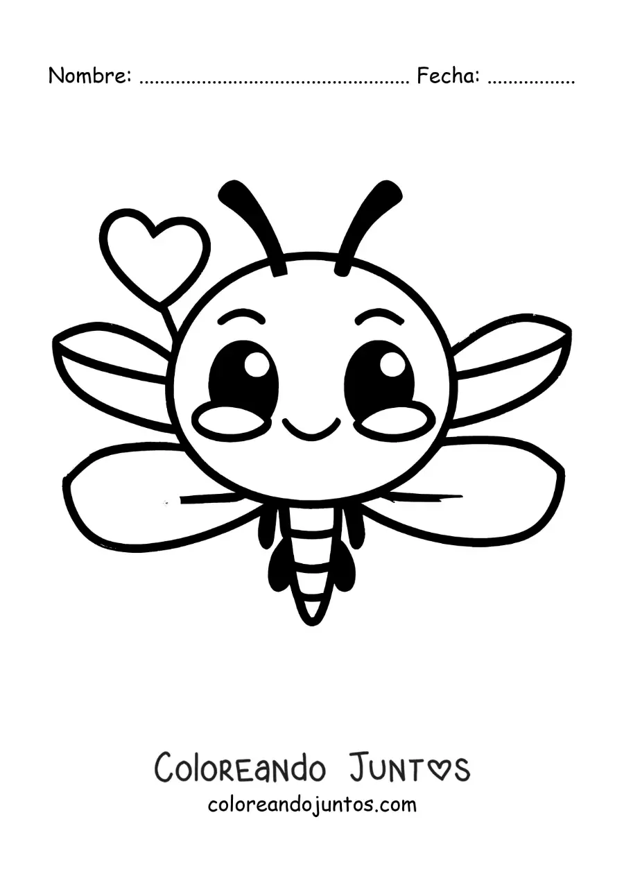 Imagen para colorear de libélula animada kawaii infantil