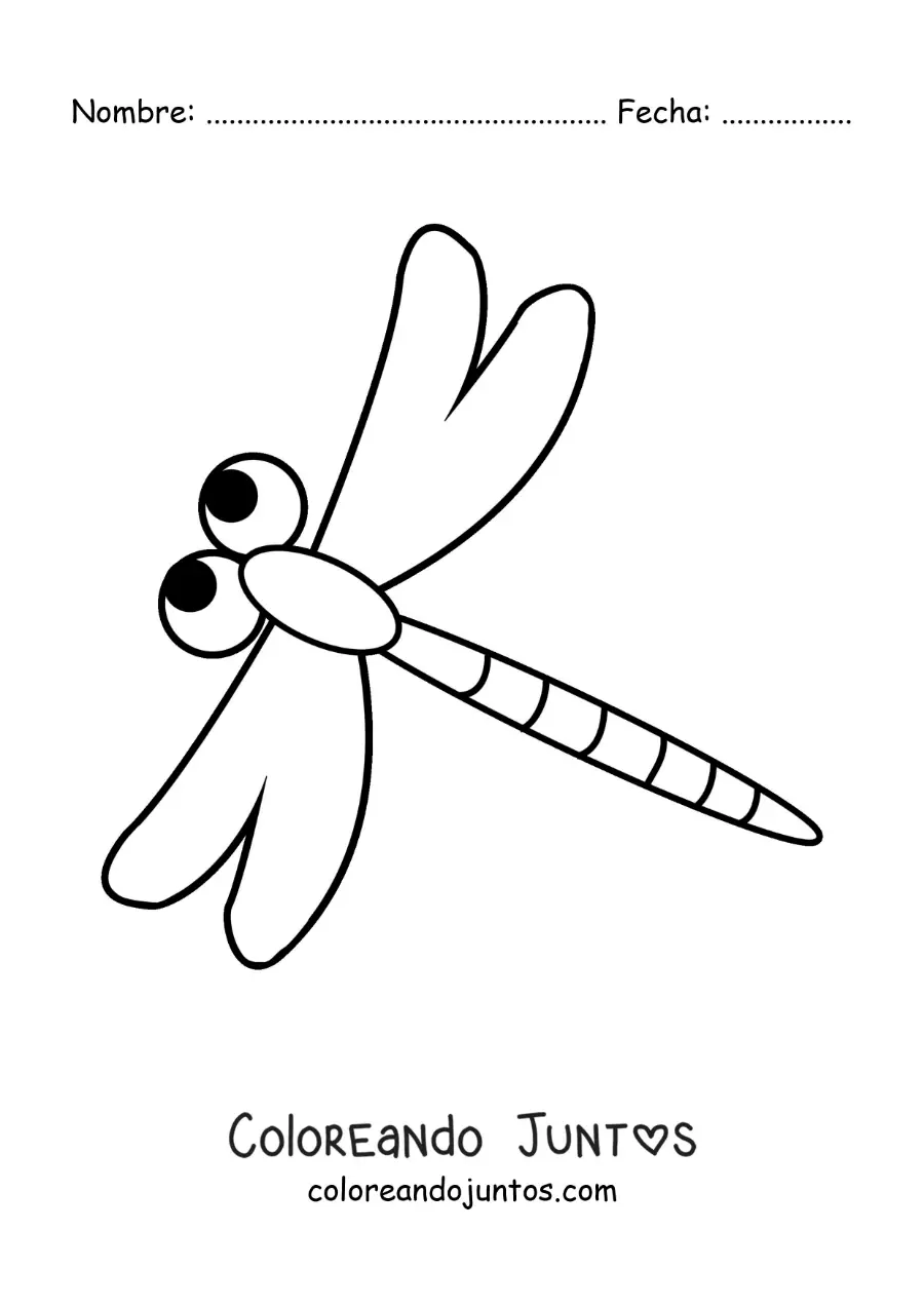 Imagen para colorear de libélula fácil