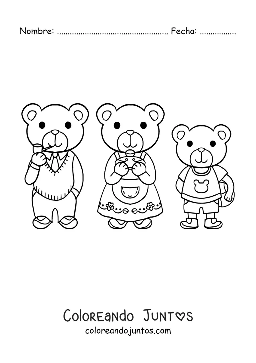 Imagen para colorear de los tres ositos