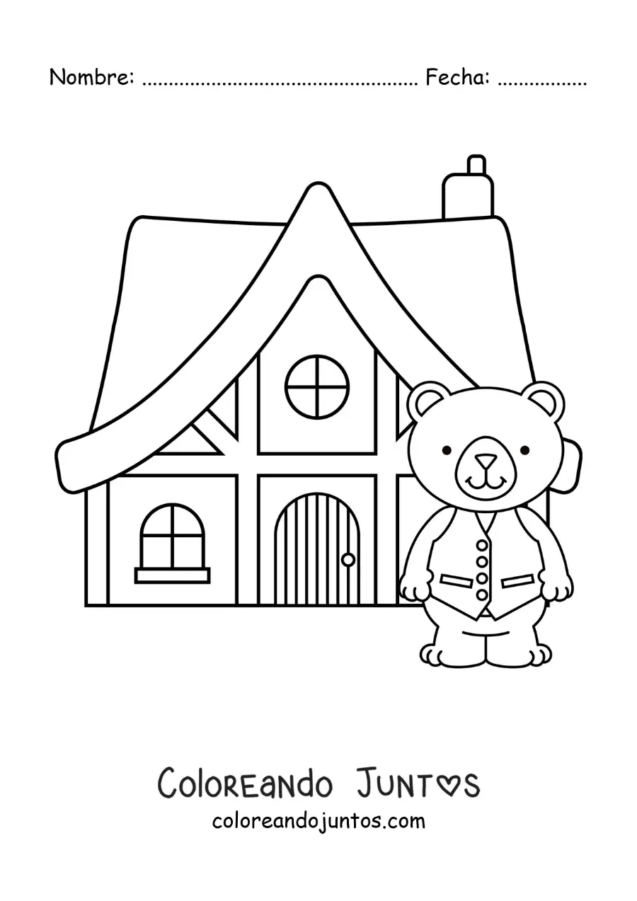 Imagen para colorear de la casa de los tres ositos