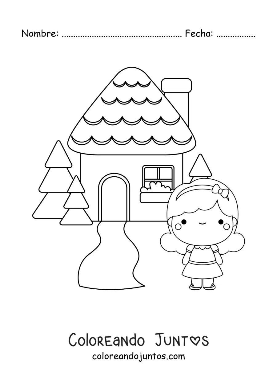 Imagen para colorear de Ricitos de Oro en la casa de los tres ositos