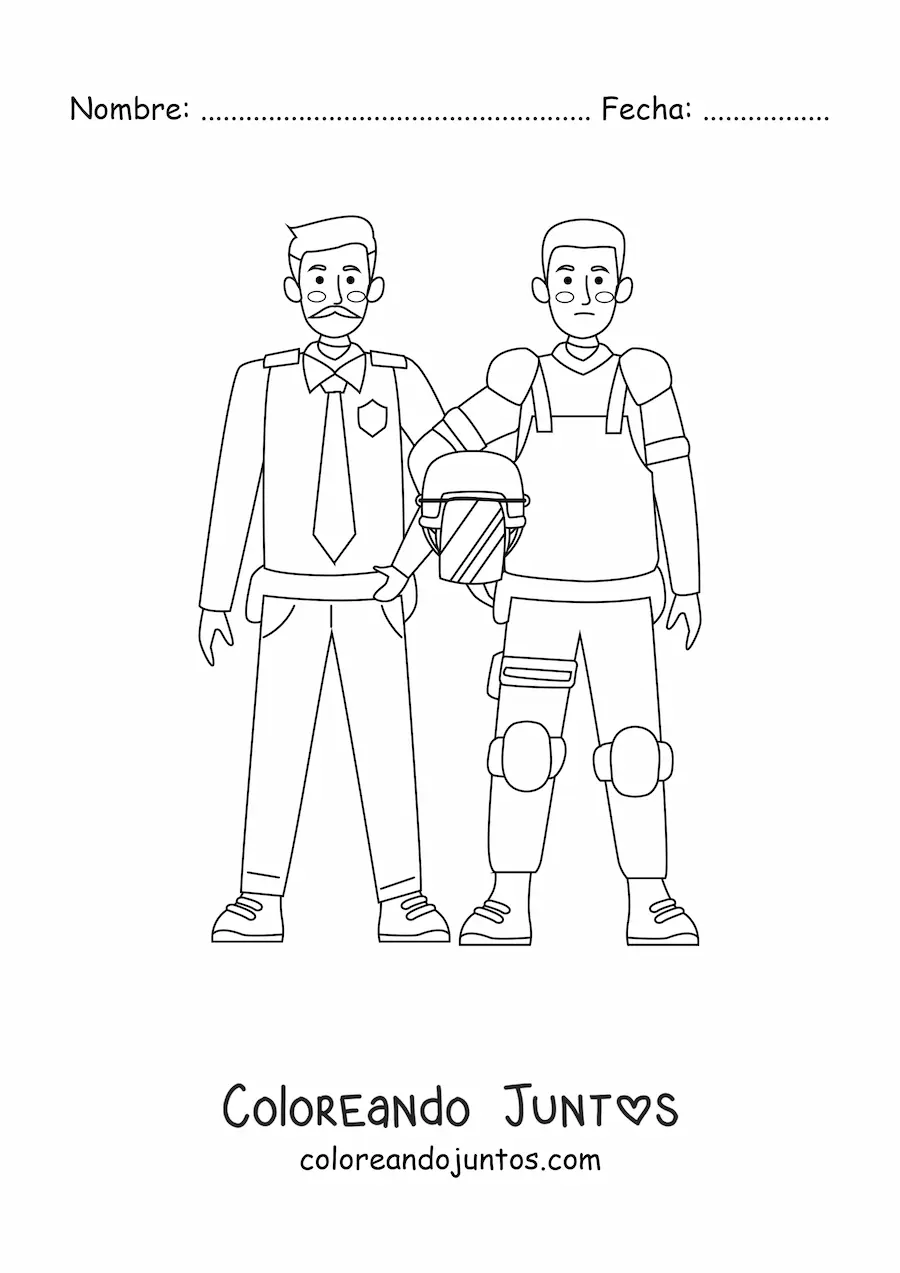 Imagen para colorear de dos policías uniformados