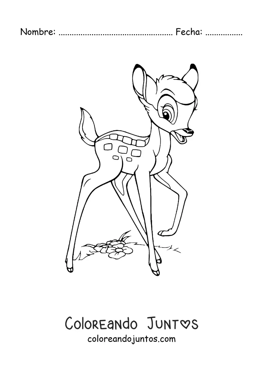Imagen para colorear de Bambi caminando