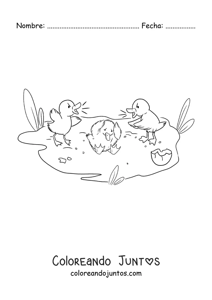 Imagen para colorear de el Patito Feo rechazado por sus hermanos