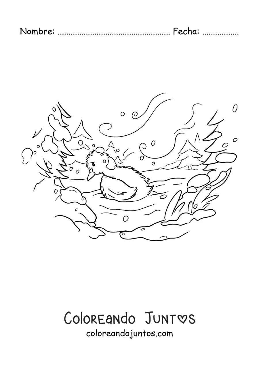 Imagen para colorear de el Patito Feo solo y triste