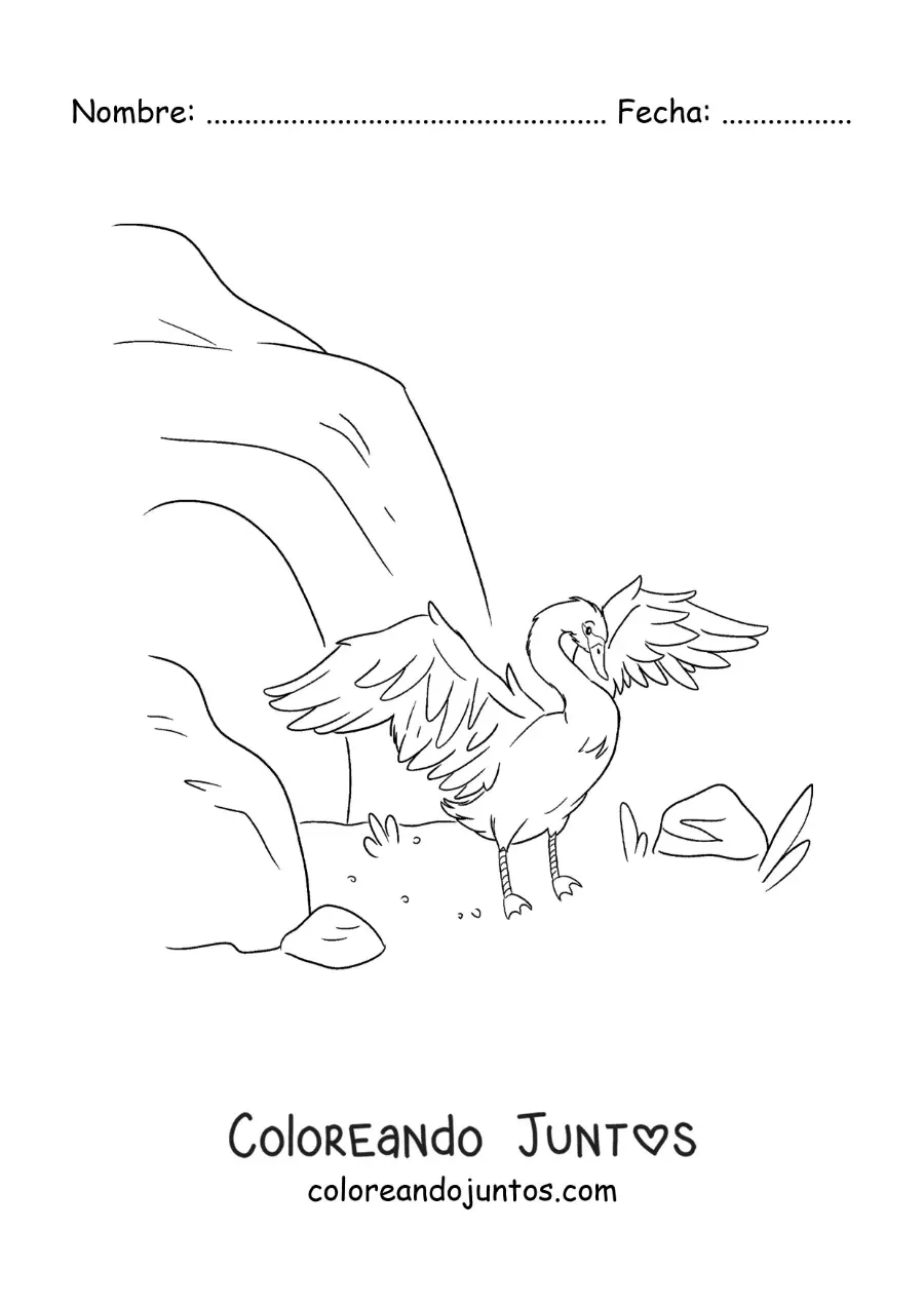 Imagen para colorear de el Patito Feo convirtiéndose en cisne