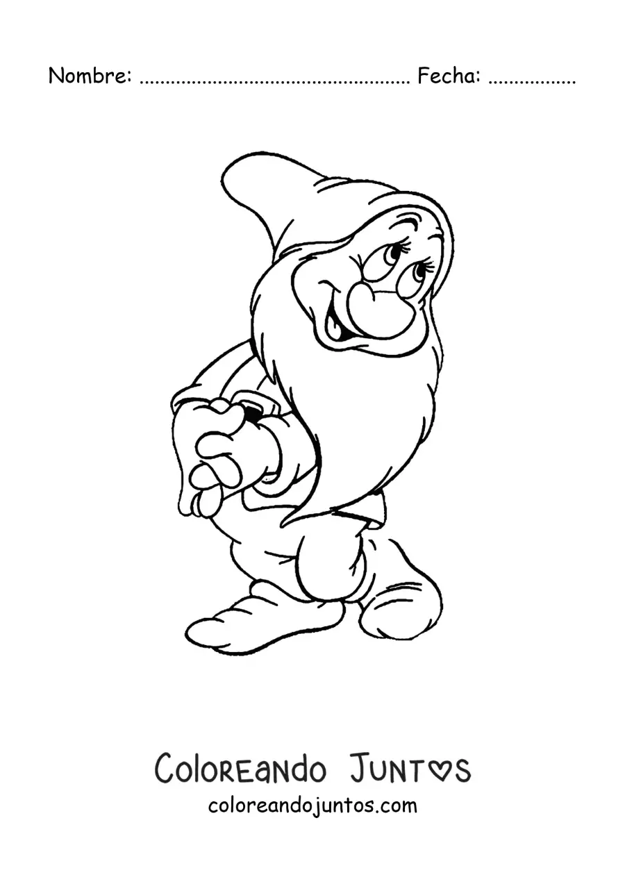 Imagen para colorear de el enanito Tímido animado