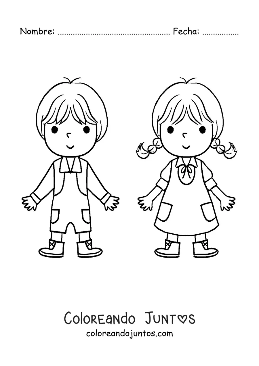 Imagen para colorear de Hansel y Gretel animados fácil