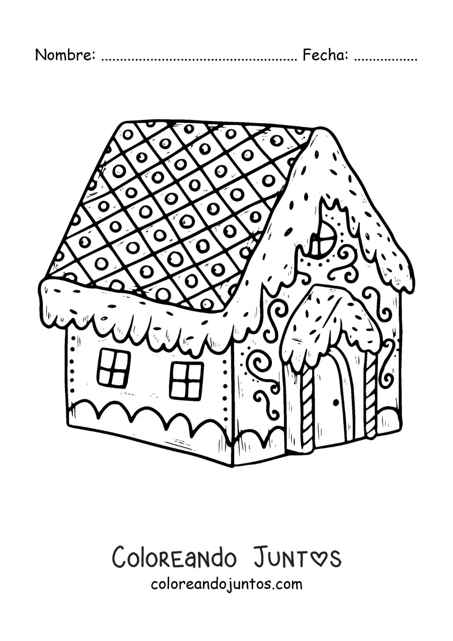 Imagen para colorear de la casa de dulce del cuento de Hansel y Gretel