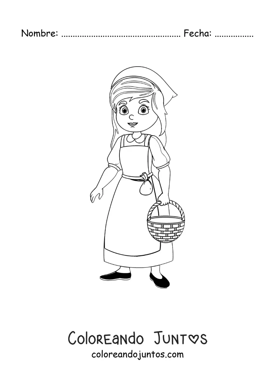 Imagen para colorear de Cenicienta haciendo quehaceres