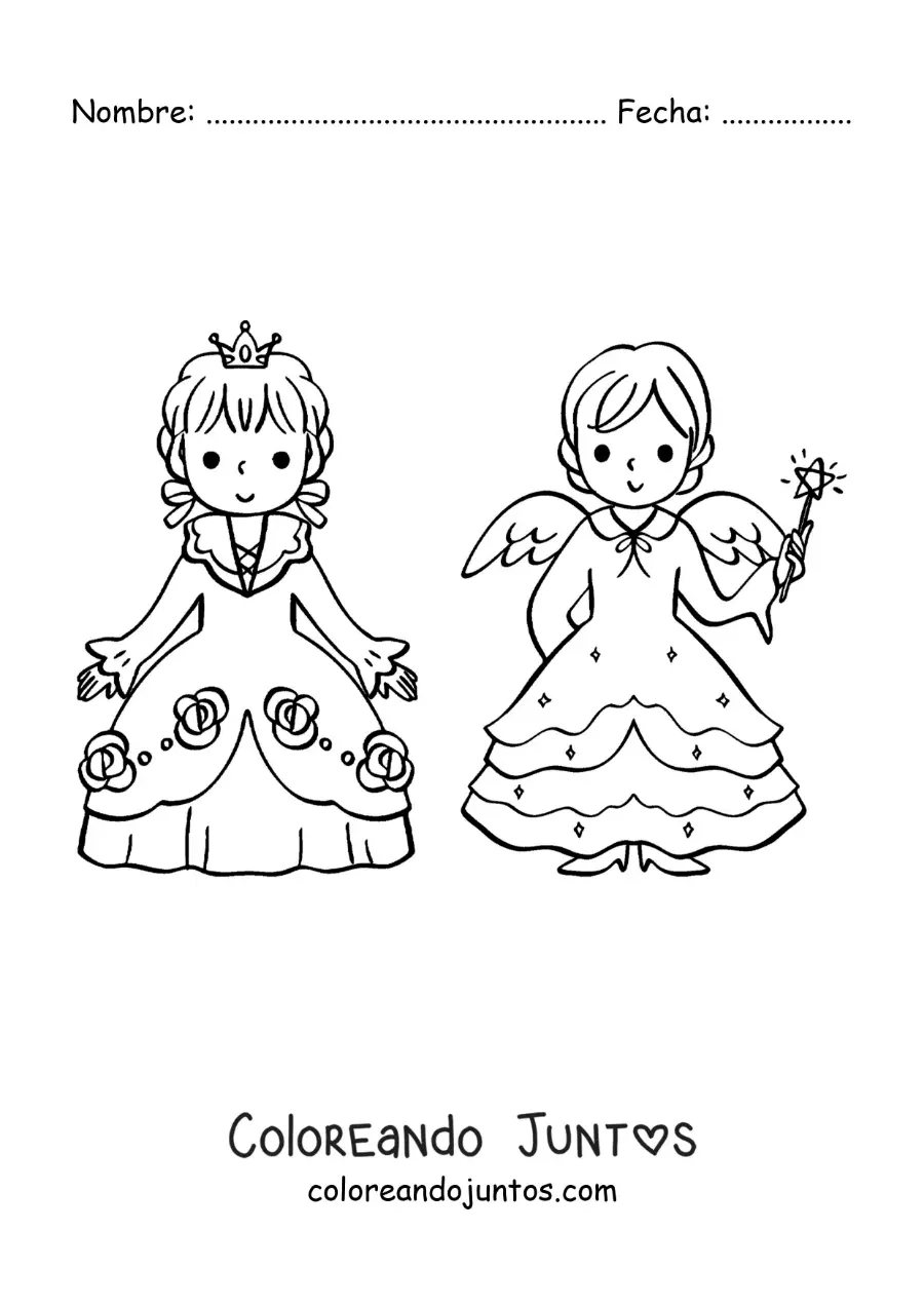 Imagen para colorear de Cenicienta y su hada madrina