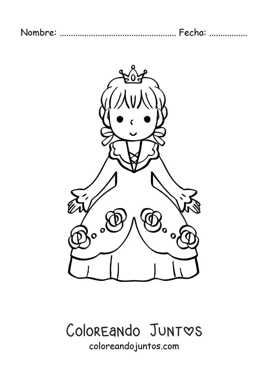 Imagen para colorear de Cenicienta kawaii animada