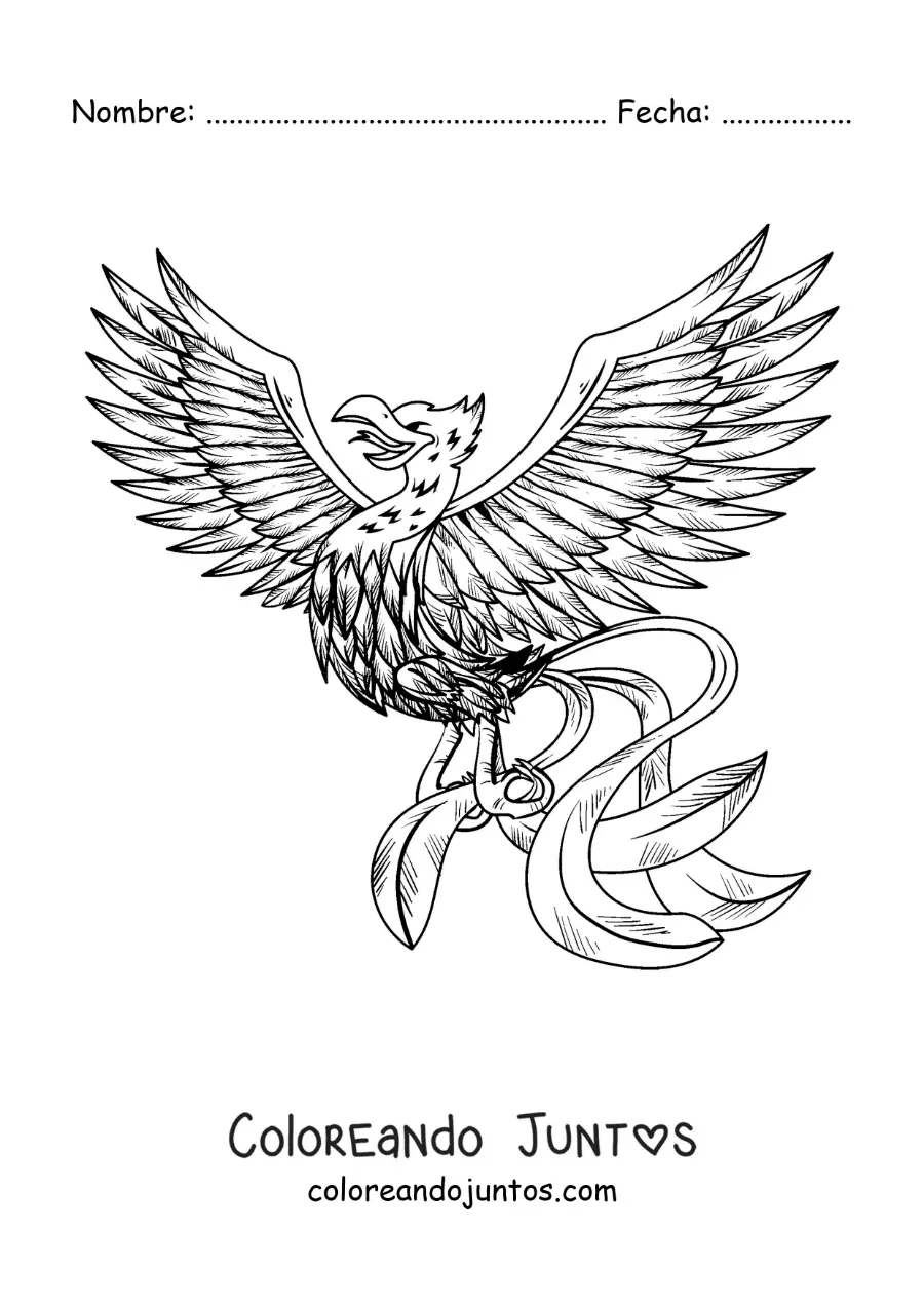 Imagen para colorear de un ave fénix