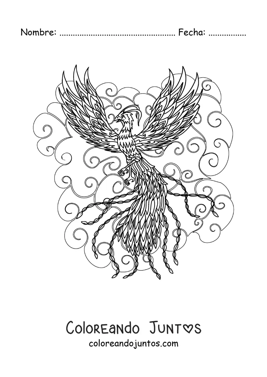 Imagen para colorear de fénix de la mitología griega