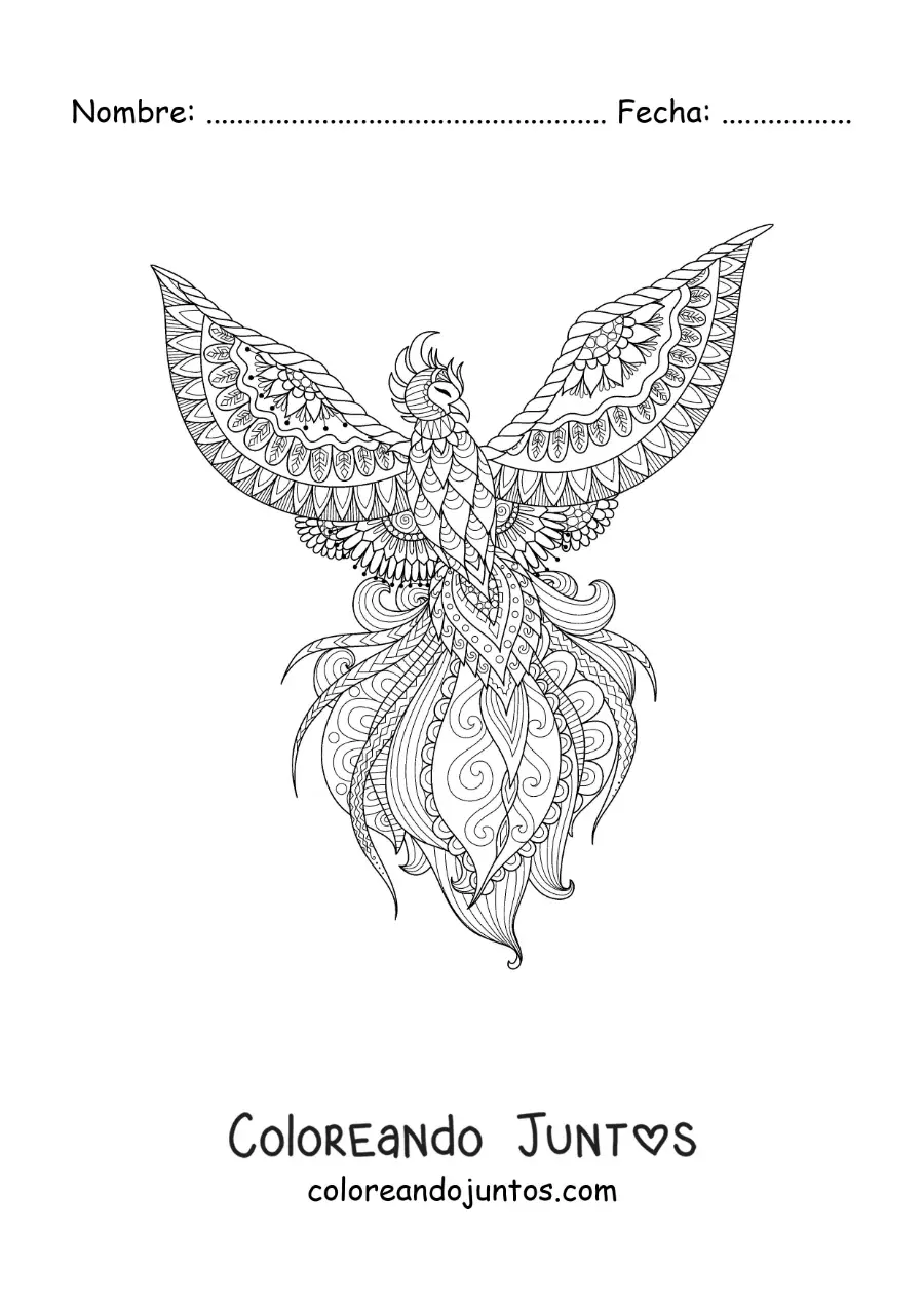 Imagen para colorear de fénix mandala