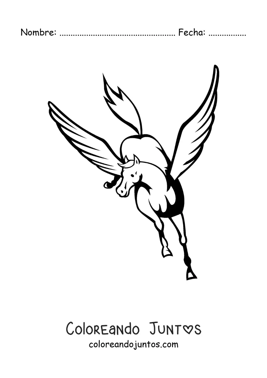 Imagen para colorear de Pegaso volando
