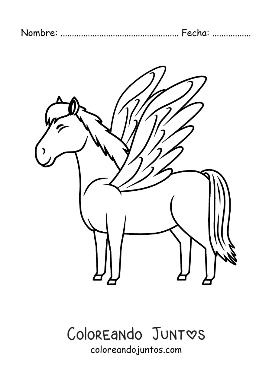 Imagen para colorear de caballo alado animado