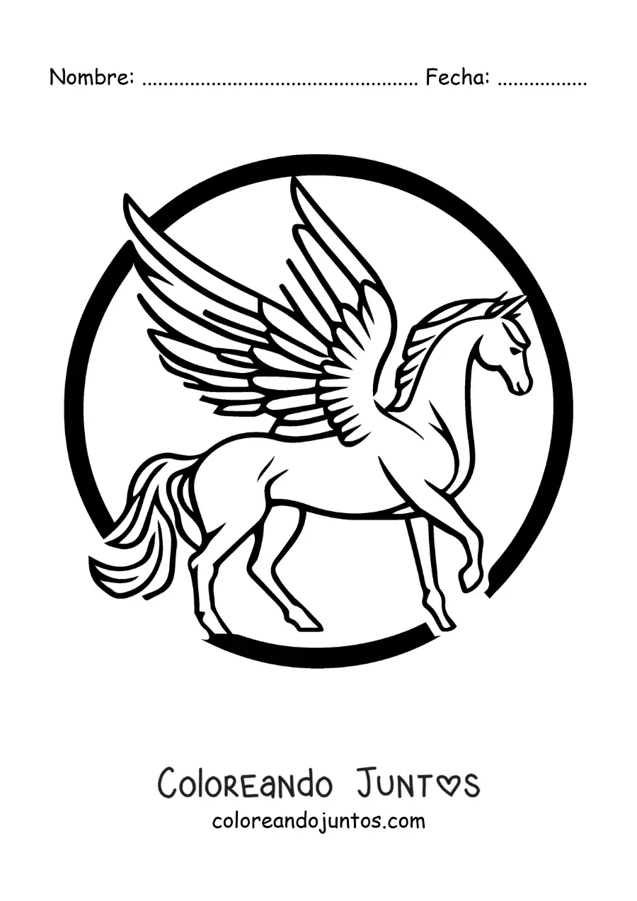 Imagen para colorear de Pegaso alado fácil