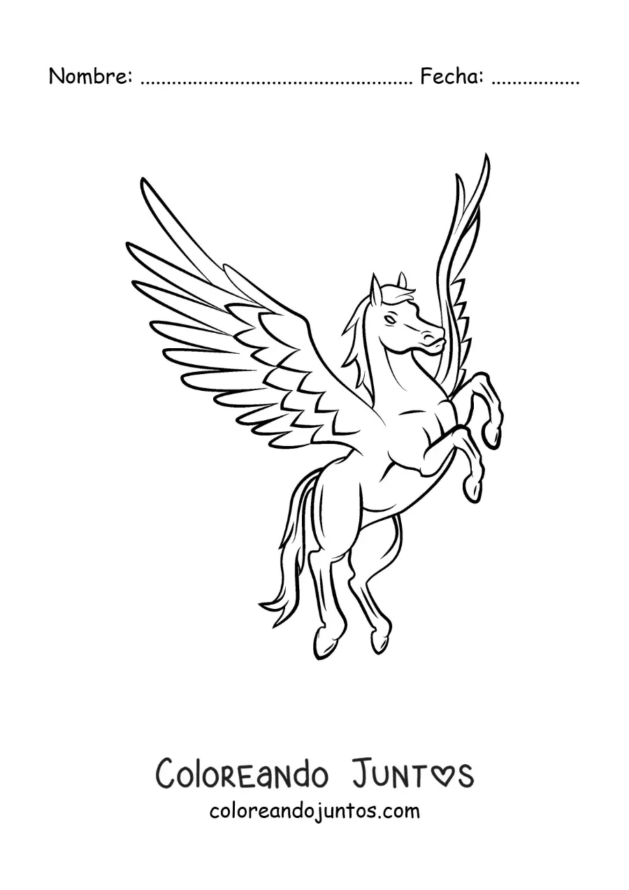 Imagen para colorear de Pegaso en dos patas