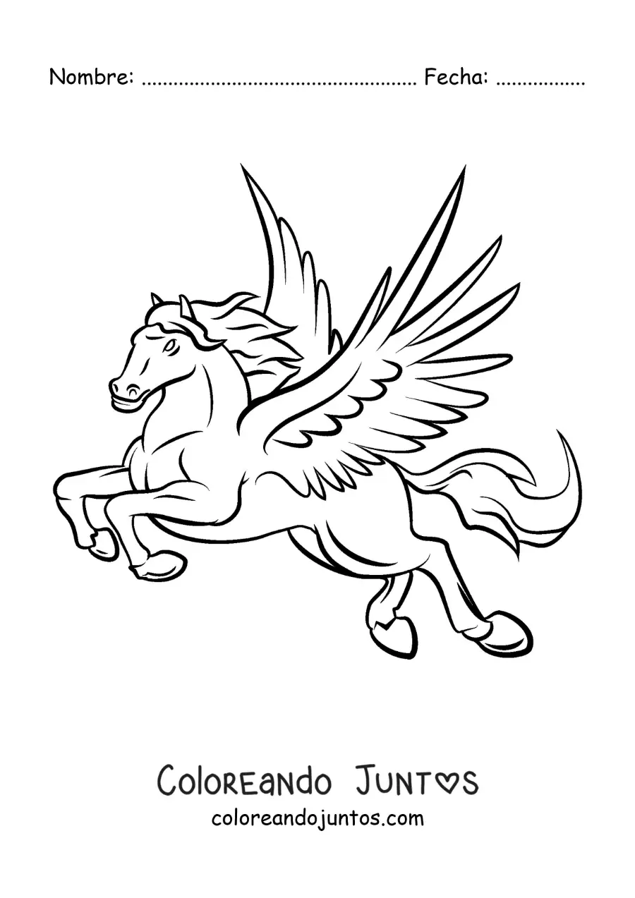 Imagen para colorear de Pegaso de la mitología griega