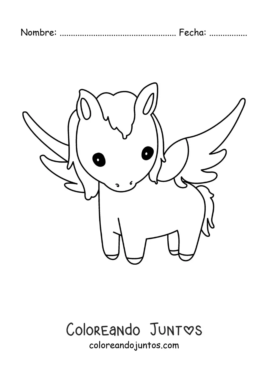 Imagen para colorear de Pegaso alado kawaii