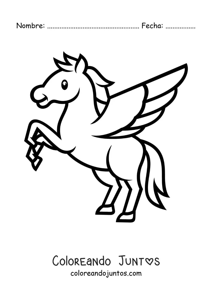 Imagen para colorear de Pegaso el caballo alado fácil