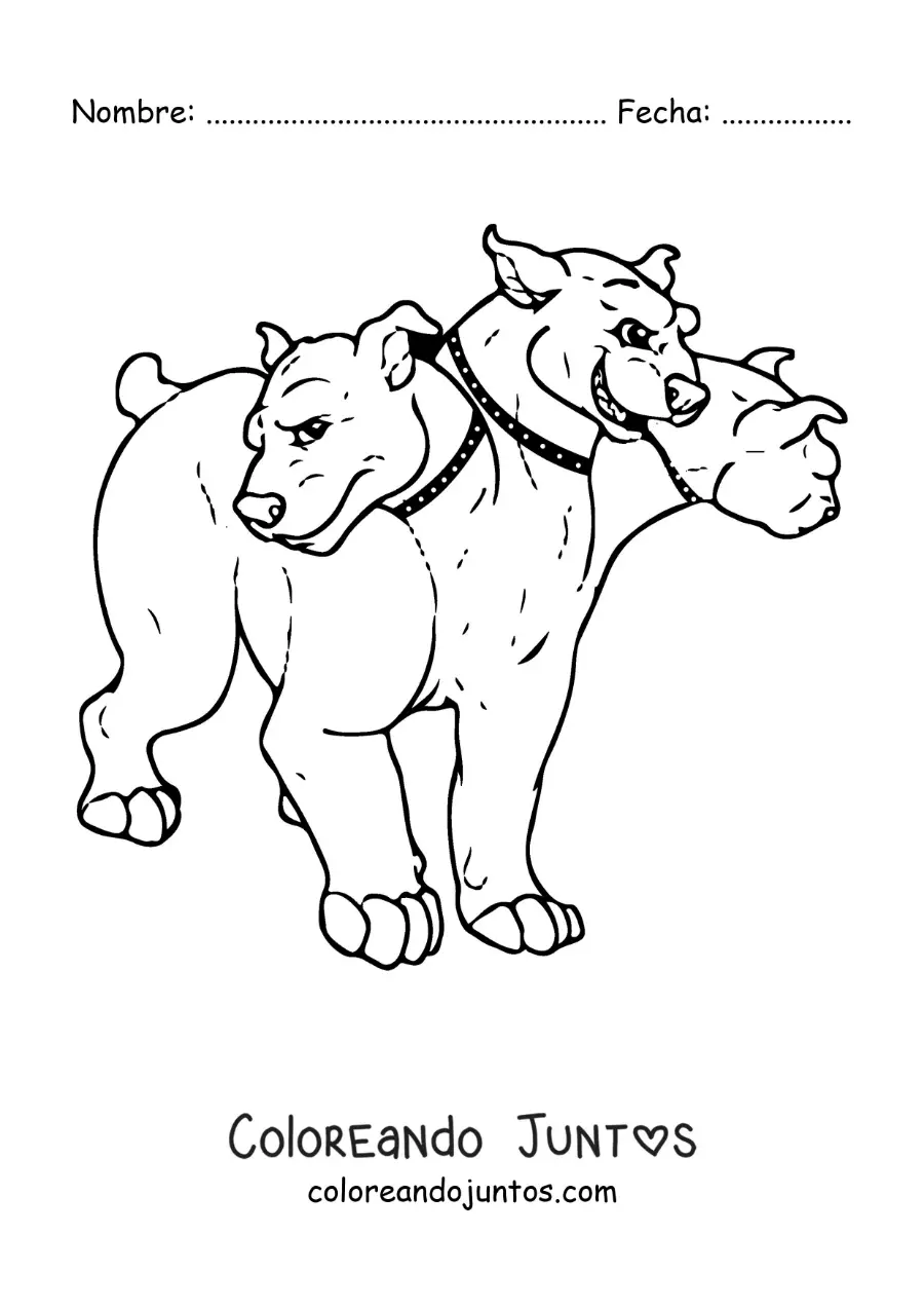 Imagen para colorear de Cerbero de tres cabezas animado