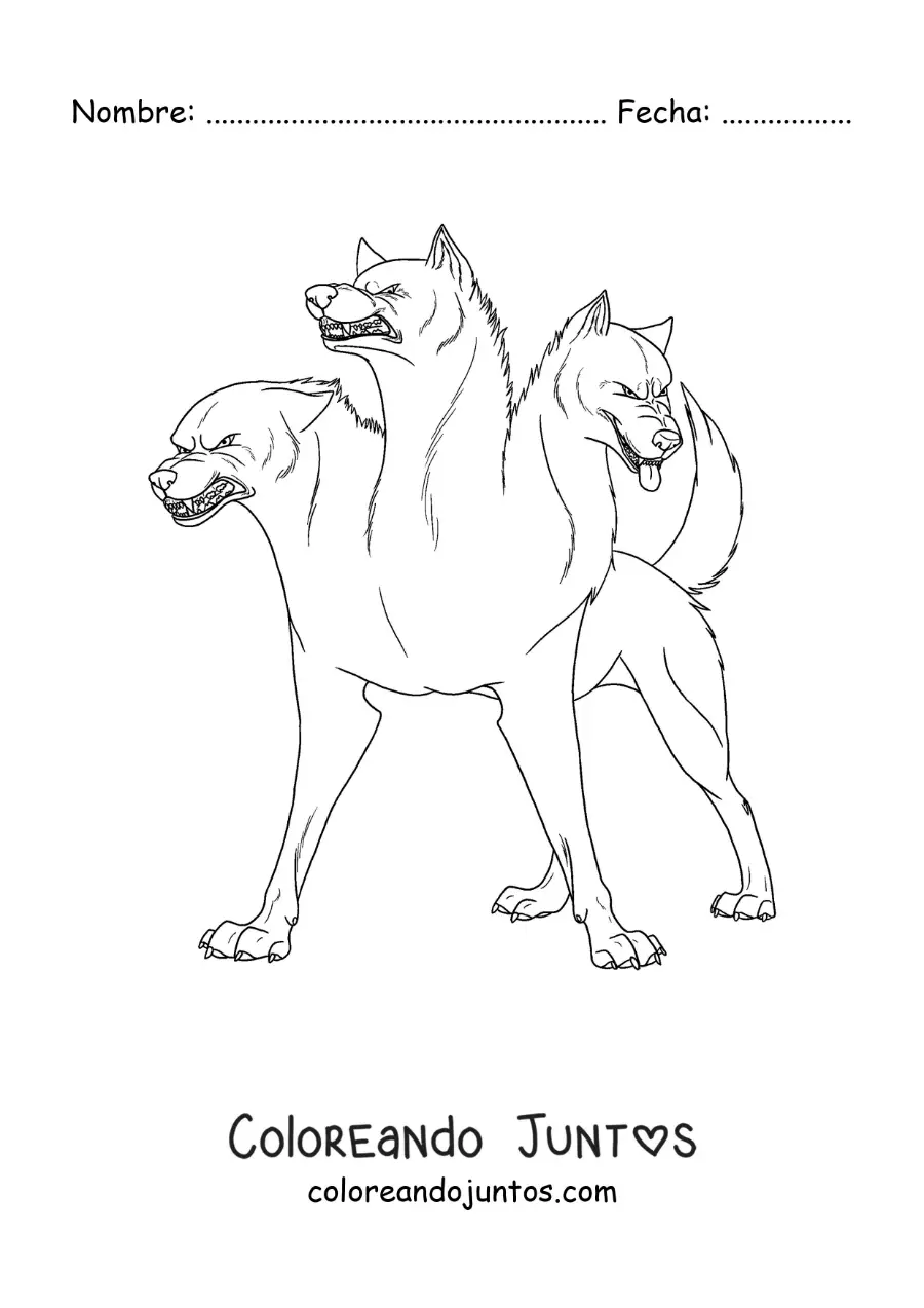 Imagen para colorear de Cerbero guardián del inframundo