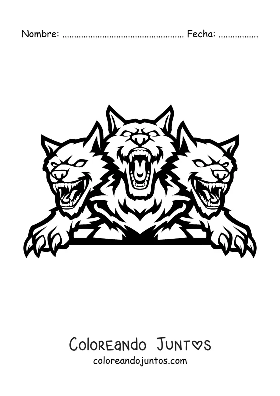 Imagen para colorear de Cerbero monstruoso