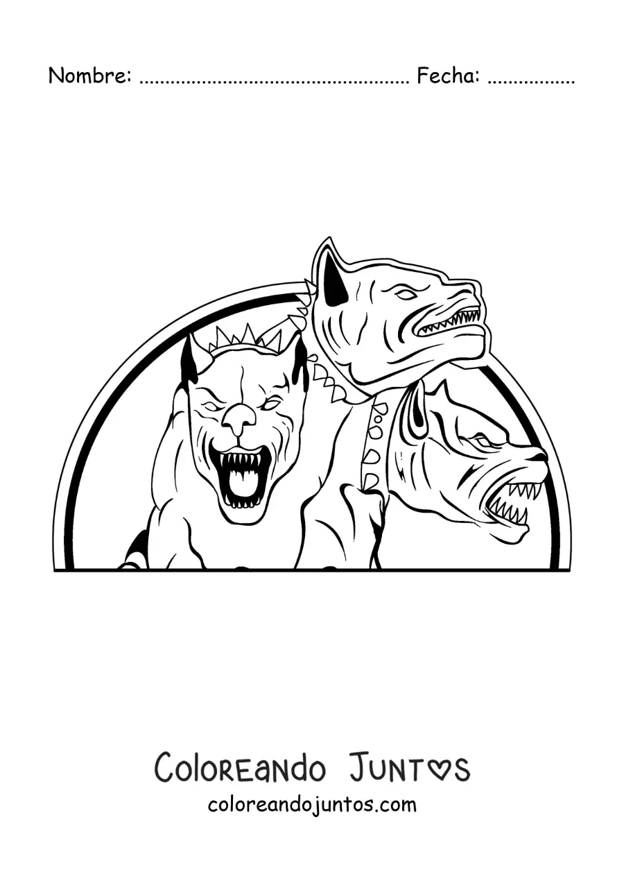 Imagen para colorear de can Cerberus monstruoso