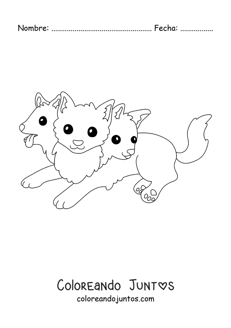 Imagen para colorear de can Cerberus kawaii