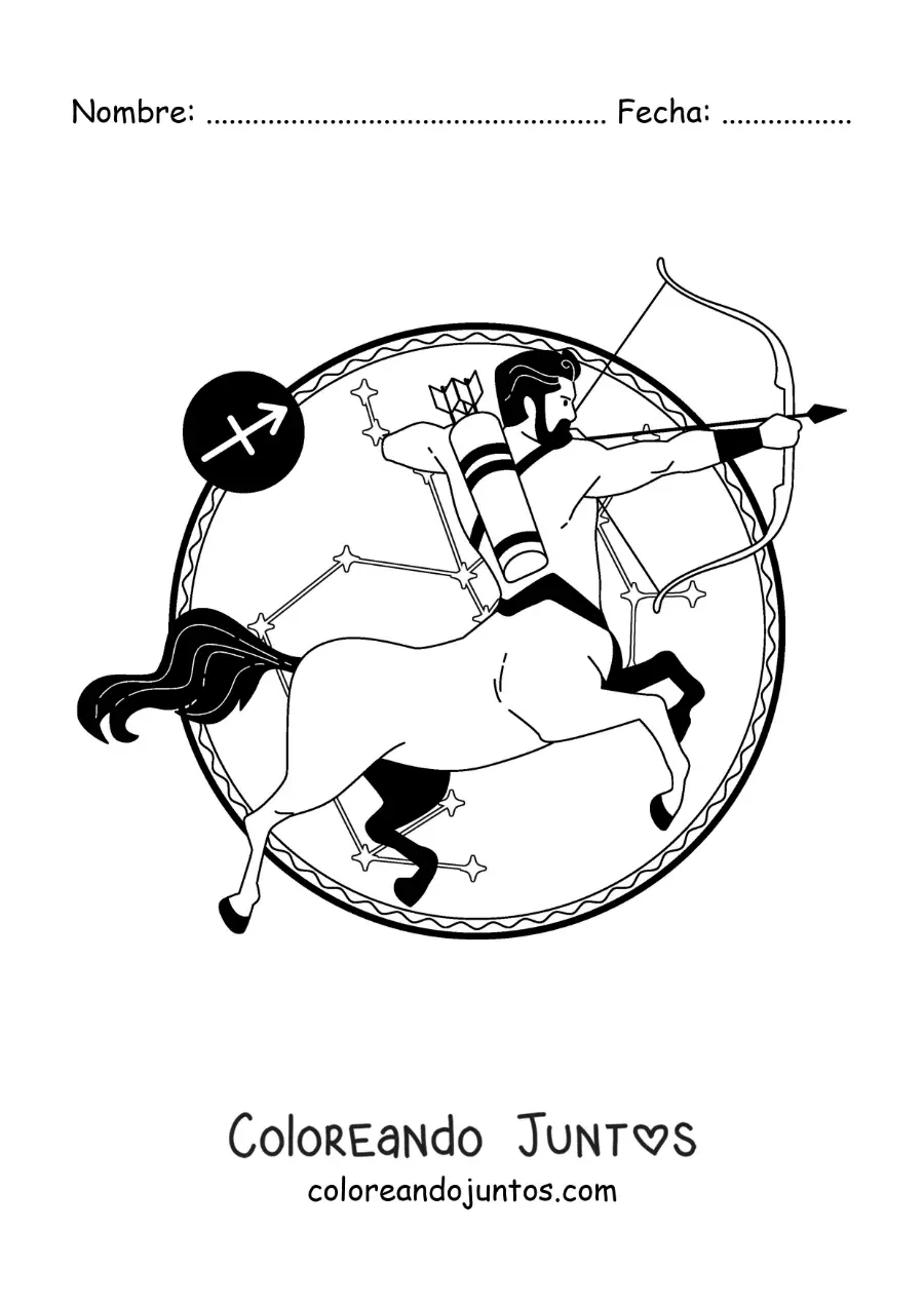 Imagen para colorear del centauro de la constelación Centaurus