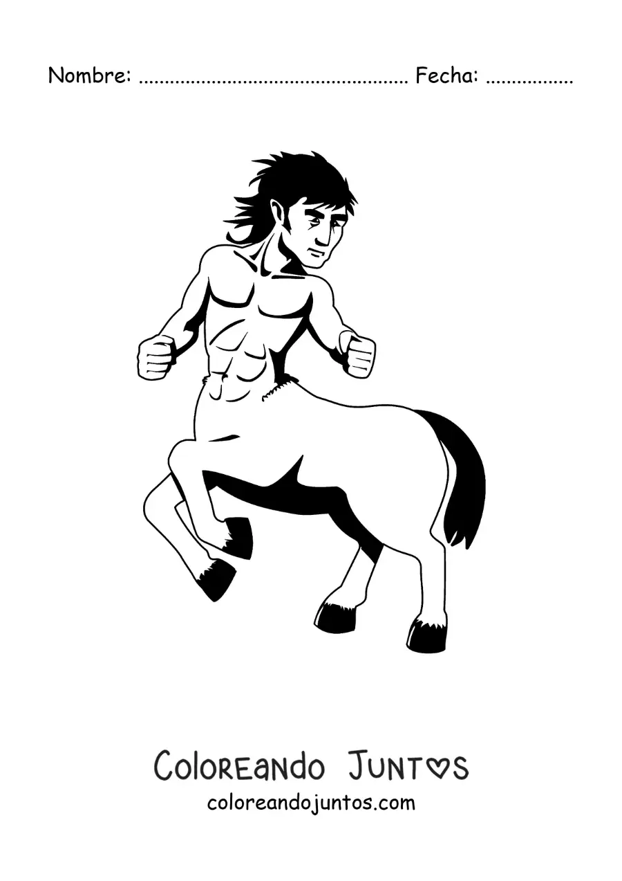Imagen para colorear de centauro fantástico animado