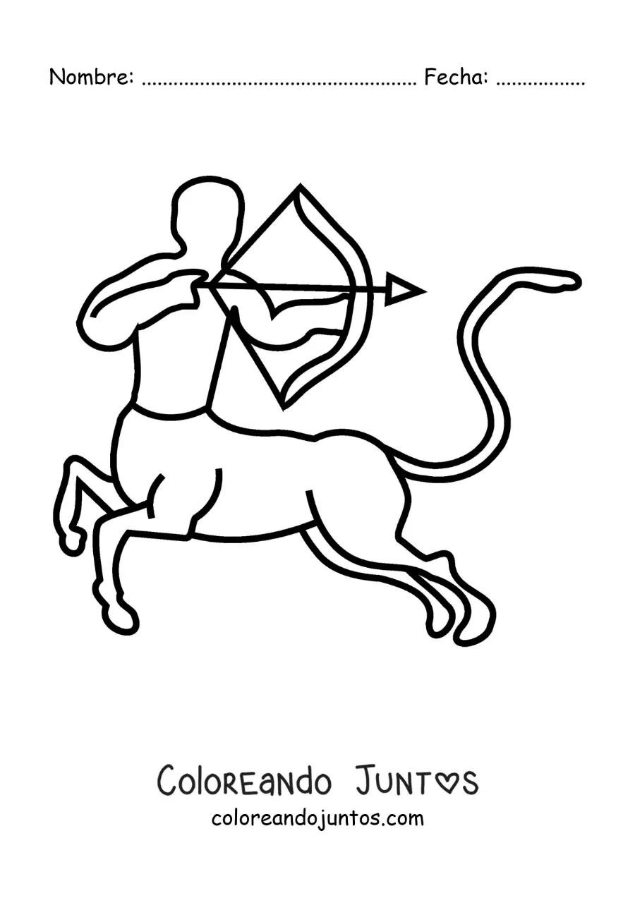 Imagen para colorear de silueta de un centauro con arco y flecha