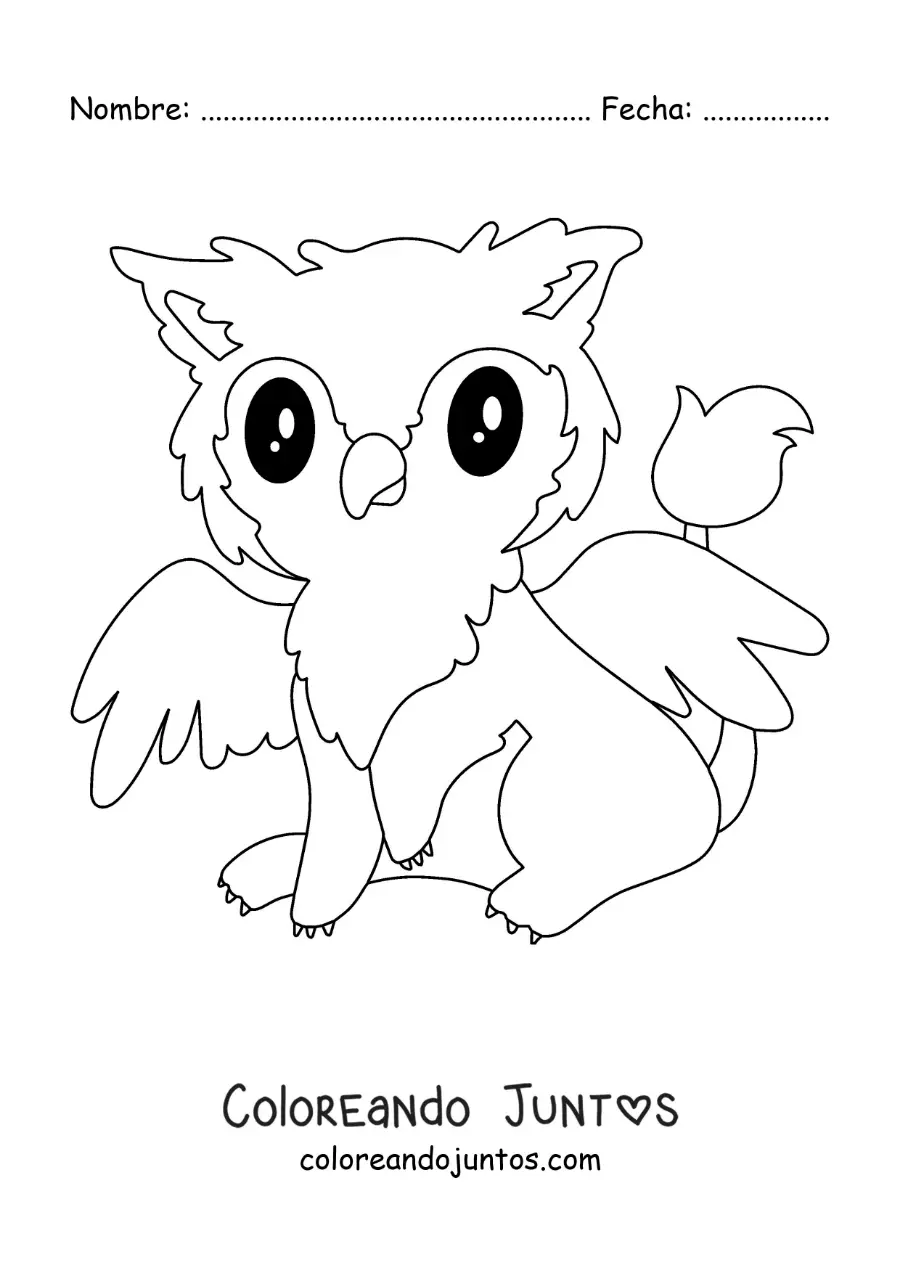 Imagen para colorear de grifo kawaii