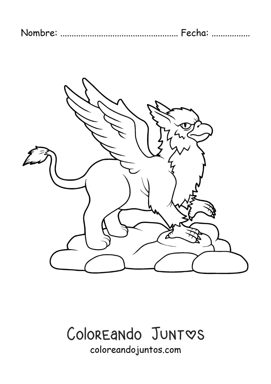Imagen para colorear de grifo alado animado