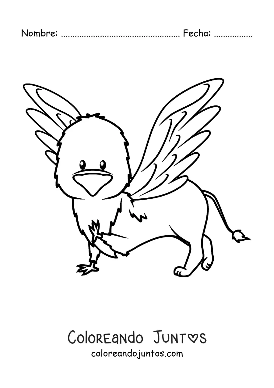 Imagen para colorear de grifo de la mitología animado