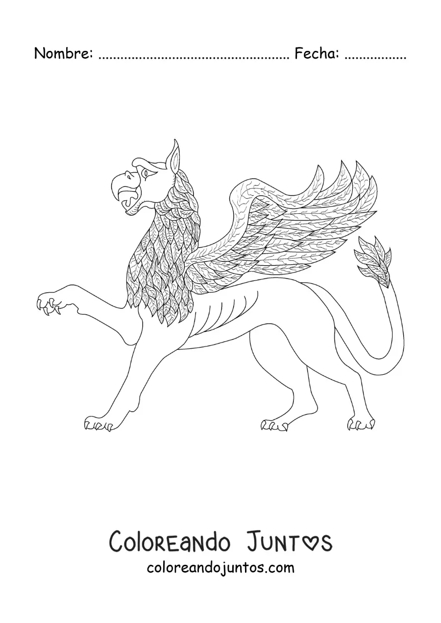 Imagen para colorear de un grifo alado