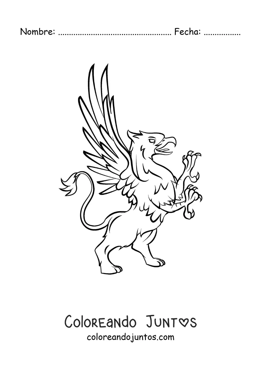 Imagen para colorear de un grifo en dos patas