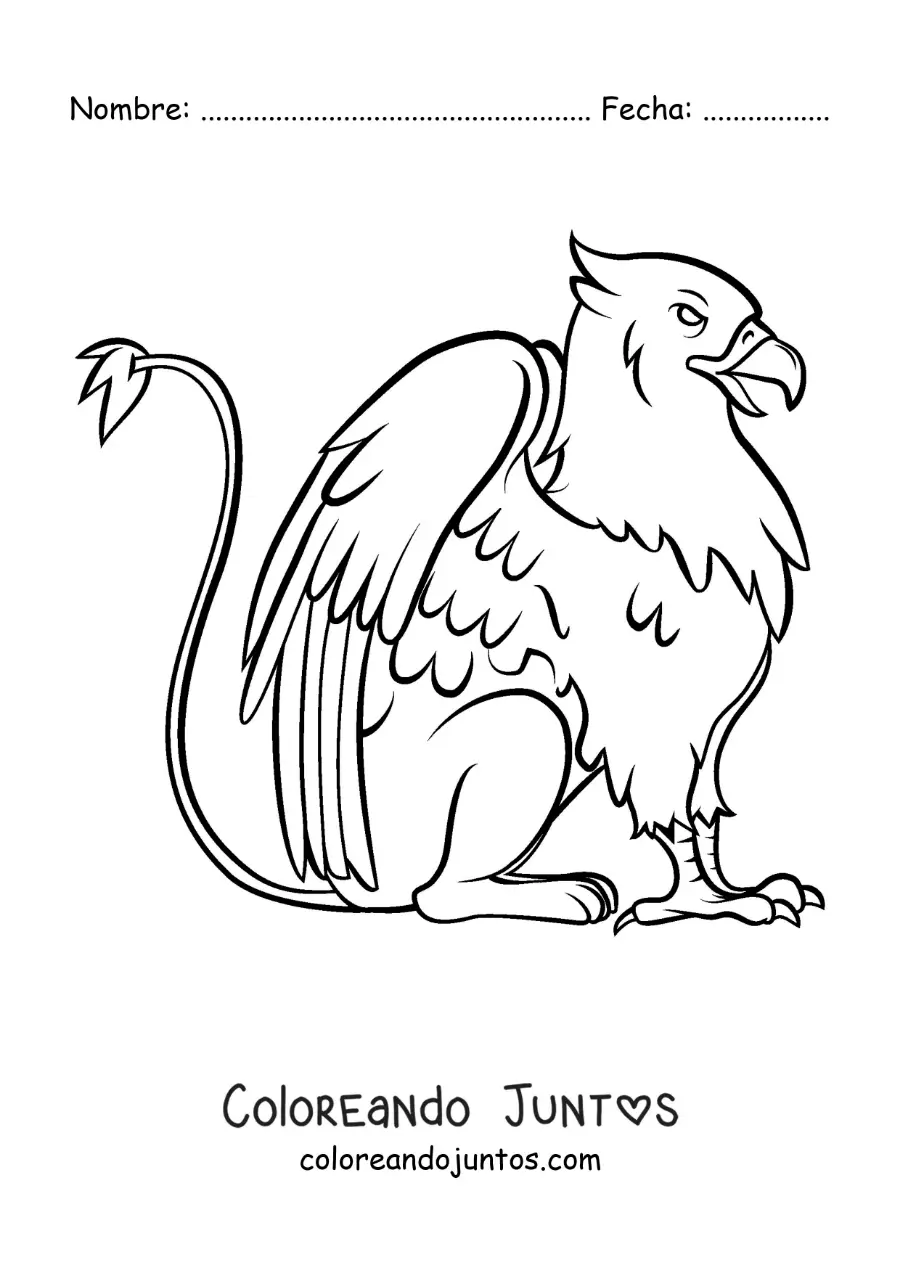Imagen para colorear de un grifo sentado