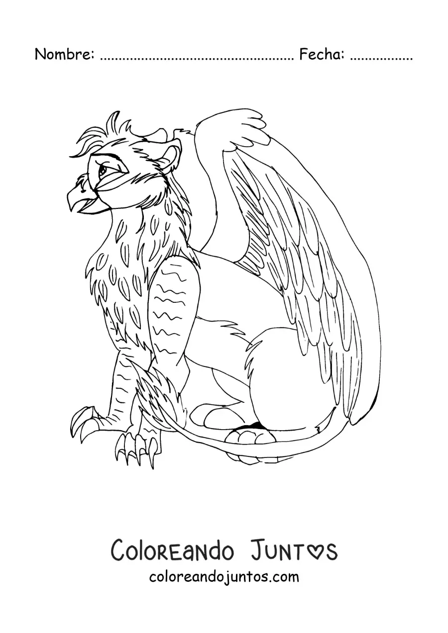 Imagen para colorear de grifo animado sentado