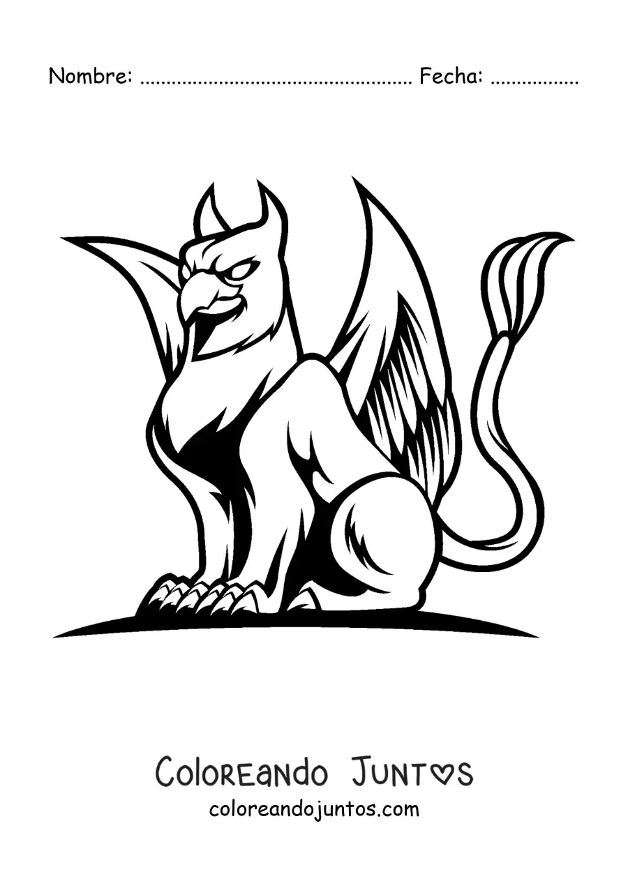 Imagen para colorear de grifo de la mitología griega fácil
