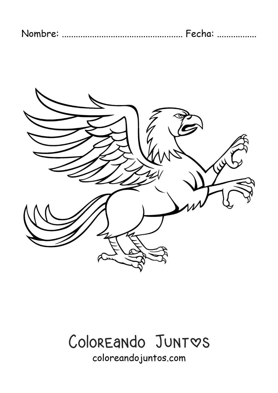 Imagen para colorear de grifo de la mitología griega en dos patas