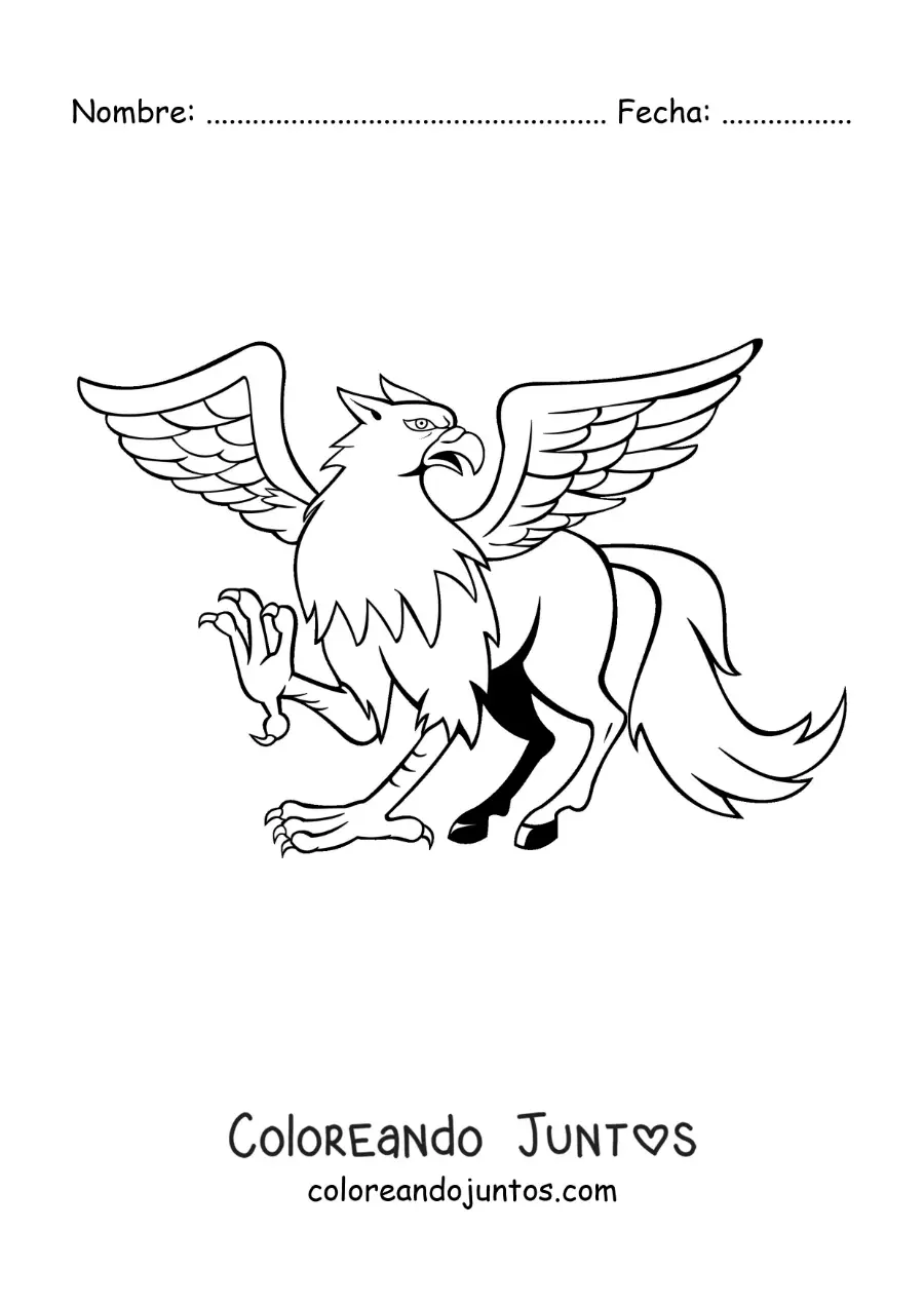 Imagen para colorear de grifo alado caminando